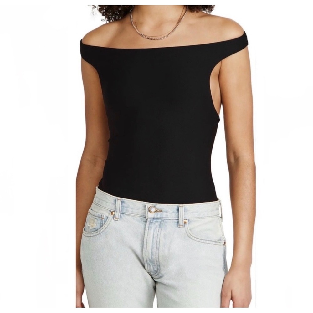 ALIX NYC Black High Neck Racerback Thong Bodysuit Stretch Jersey NEW XS‎
